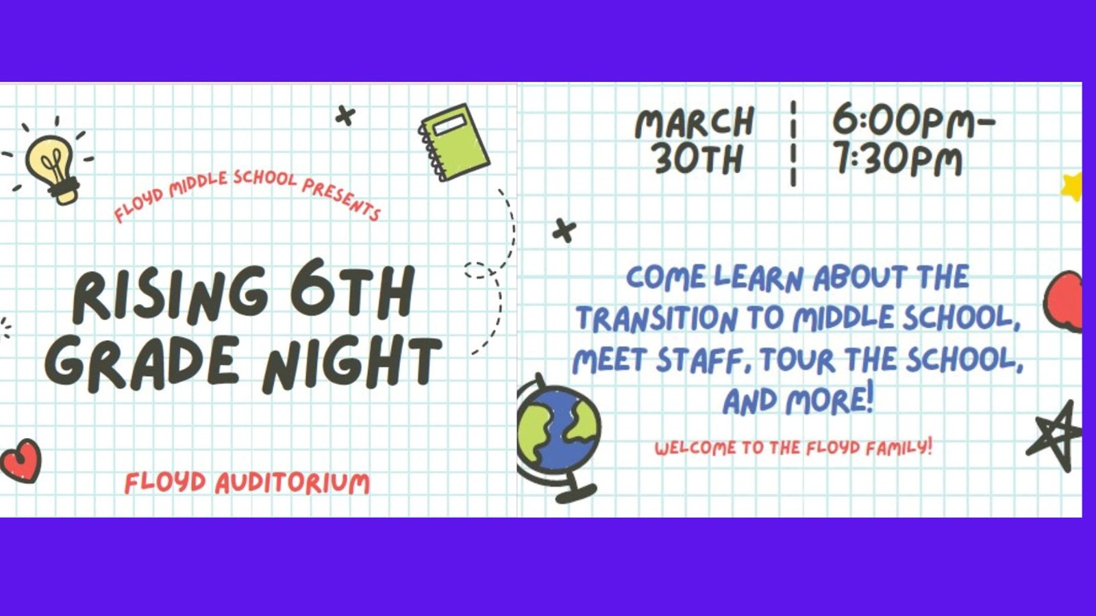 image of 6th grade info invitation